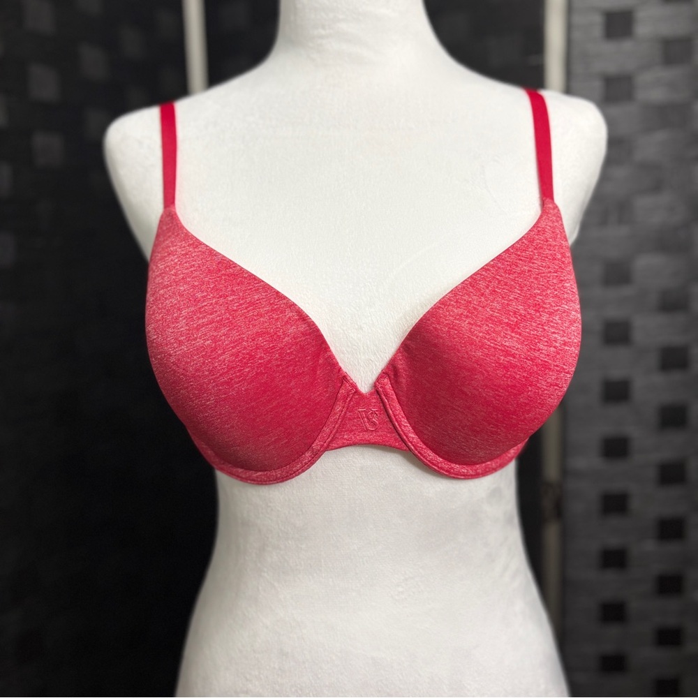 Victoria's Secret Uplift Semi Demi Bra 36C Underwire Heather Red Convertible‎